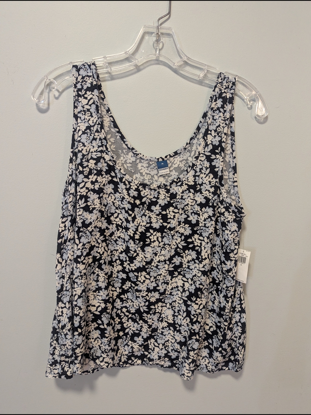 Old Navy Navy and White Floral Scoop Tank